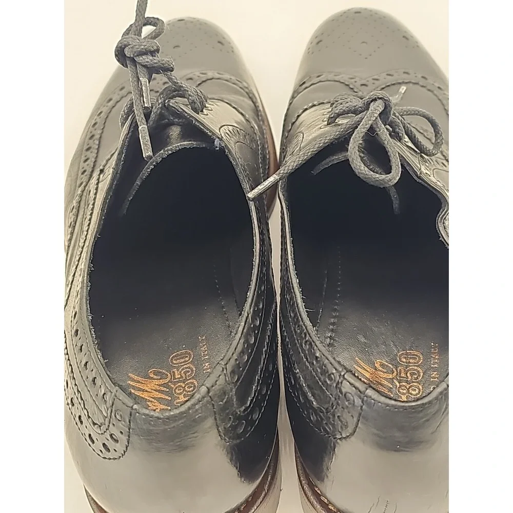 Johnston & Murphy JM 1850 Black Leather Wingtip Brogue Dress Shoes Men Sz 9M US